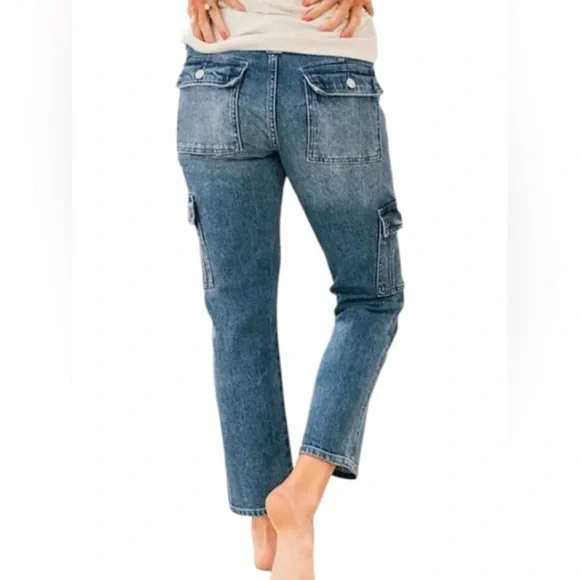 Kansan Avery Cargo‎ Jeans NWT Women’s Size 9/28 Blue Y2K Style - Picture 2 of 9